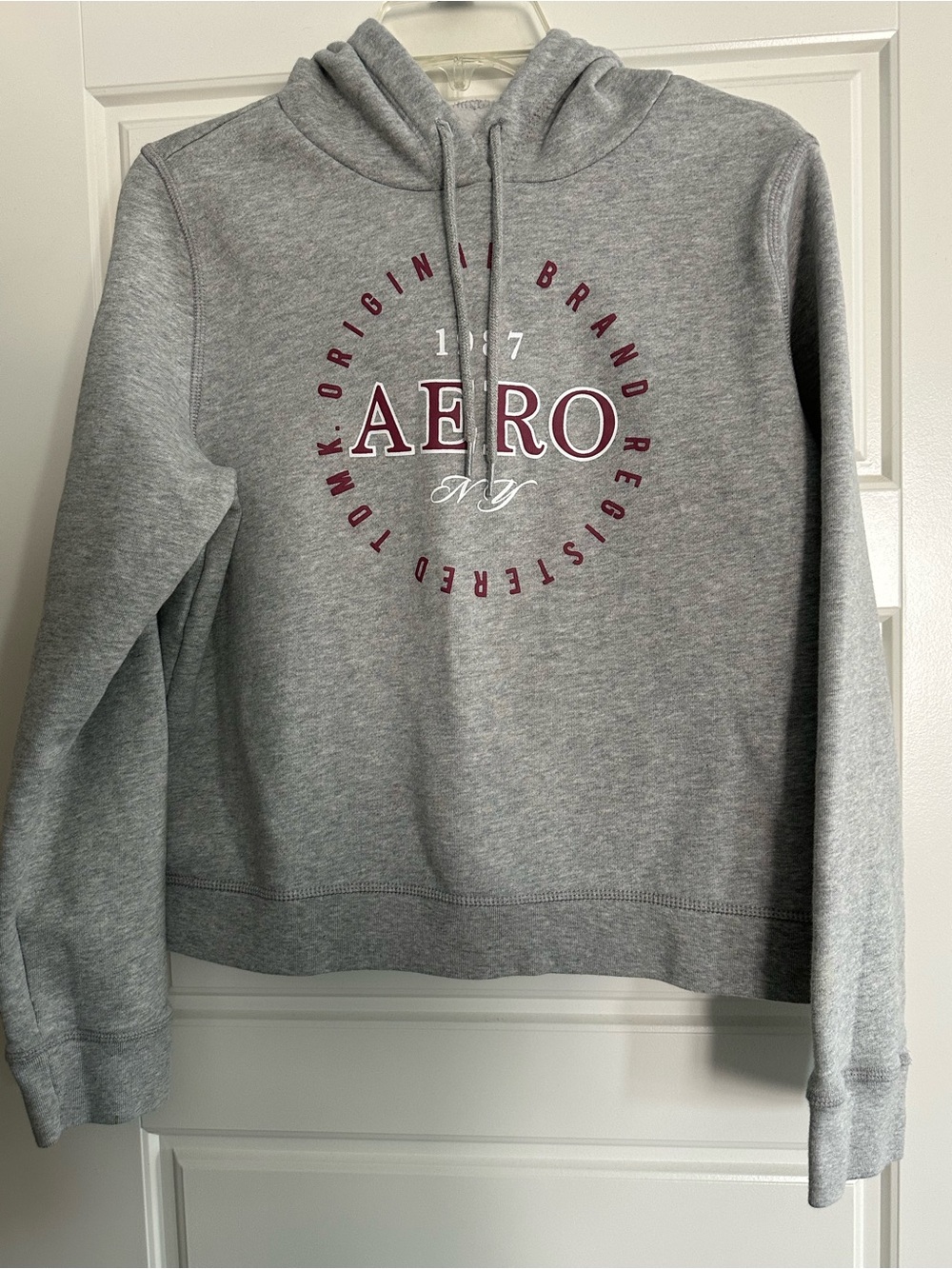 Aeropostale Grey Hooded Sweatshirt with Maroon Logo